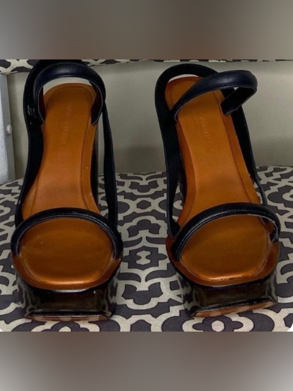 Charles Jourdan Black Strappy Platform Heels - Picture 4 of 9